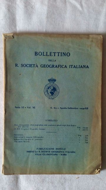 Bollettino della r. società geografica italiana. agosto-settembre 1934