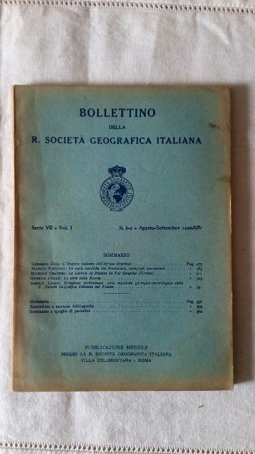 Bollettino della r. società geografica italiana. agosto-settembre 1936