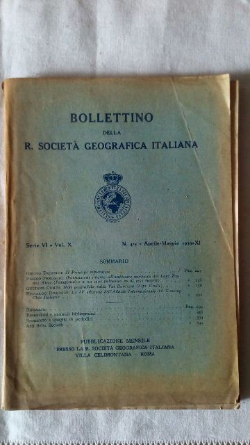 Bollettino della r. società geografica italiana. aprile-maggio 1933