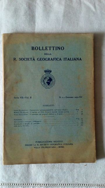 Bollettino della r. società geografica italiana. gennaio 1937