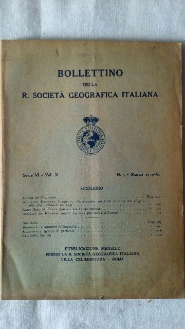 Bollettino della r. società geografica italiana. marzo 1933