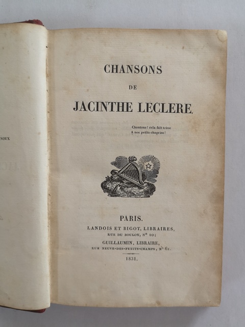 Chansons de jacinthe leclere Guillaumin 1831