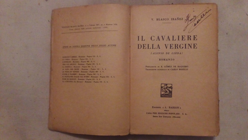 Il cavaliere della vergine - V. Blasco Ibanez A. Barion 1933