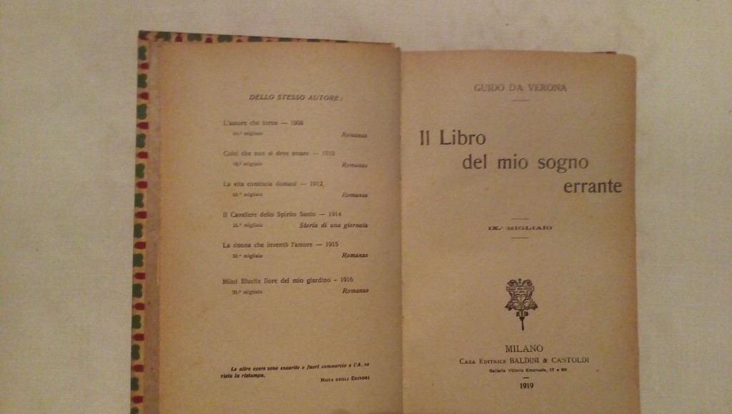 Il libro del mio sogno errante - Guido da Verona
