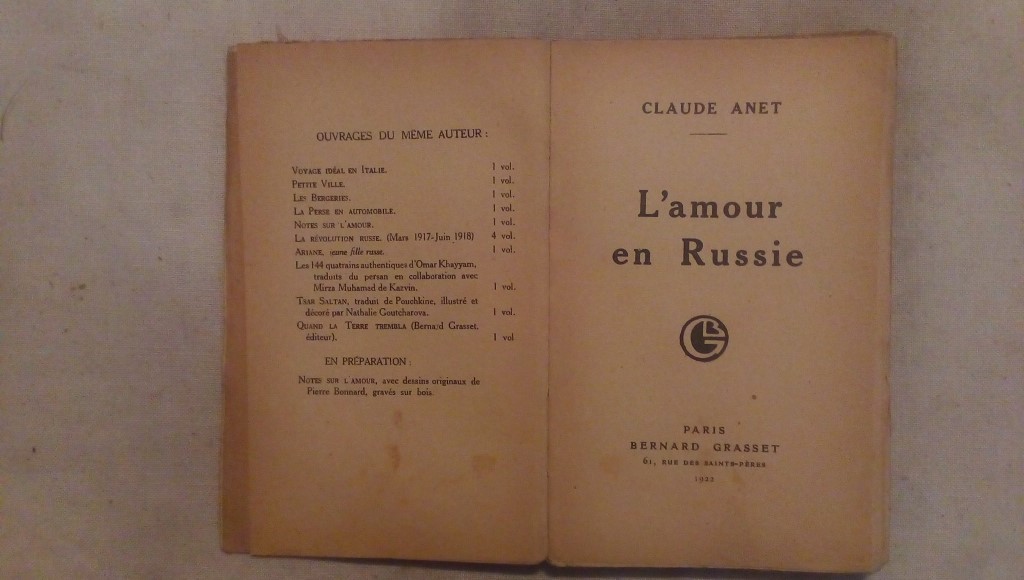 L'amour en Russie - Claude Anet Grasset editeur 1923