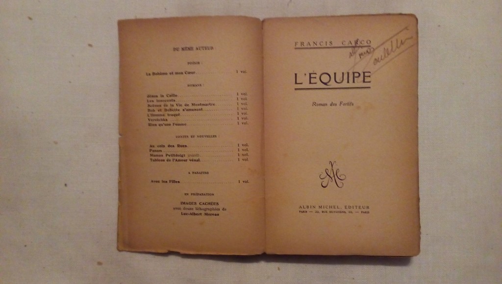 L'equipe - Francis Carco 1939