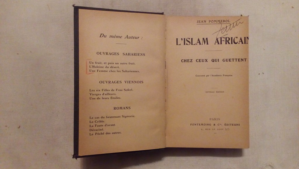 L'islam african chez ceux qui guettent - Jean Pommerol Fontemoing Paris 1910