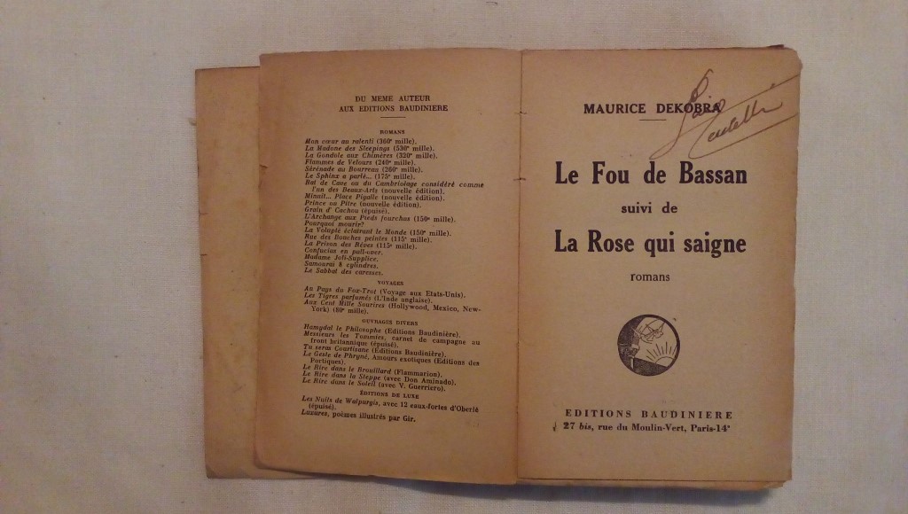 Le fou de Bassan - Maurice Dekobra 1937