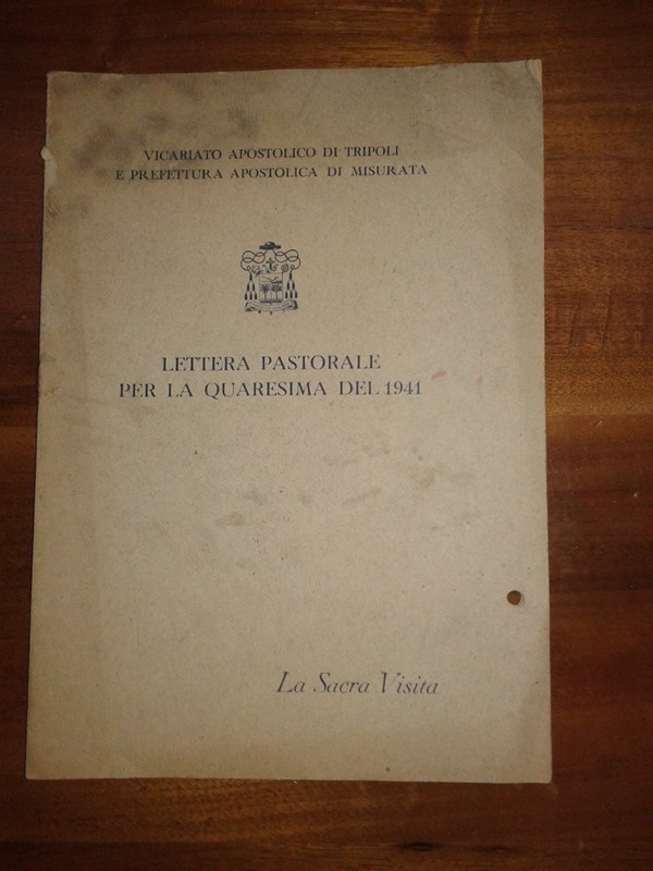 Libretto/ Opuscolo  LETTERA PASTORALE PER LA QUARESIMA DEL 1941 vicariato apostolico di tripoli e prefettura apostolica di misurata
