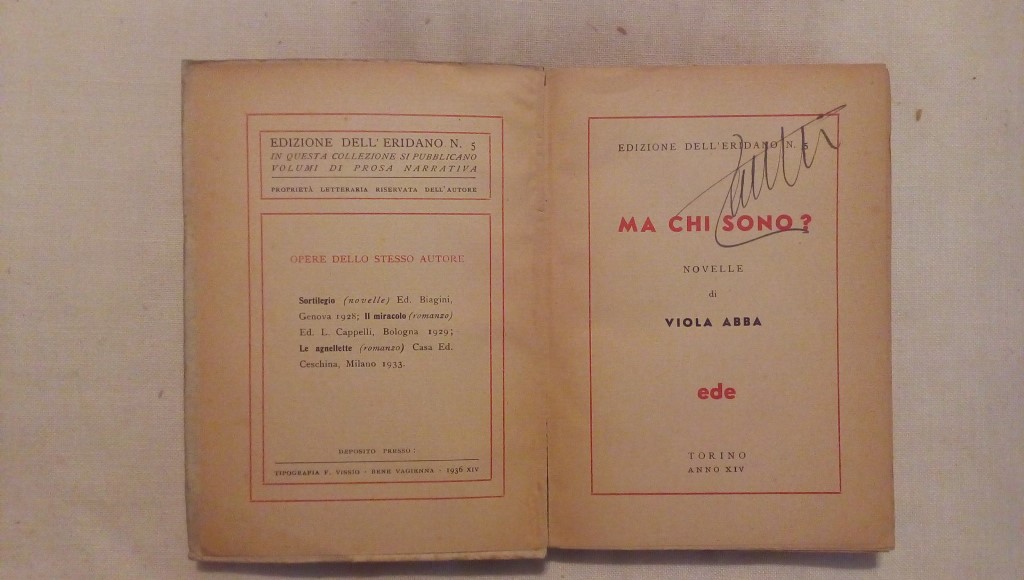 Ma chi sono? Novelle di Viola Abba - Ede Torino 1936
