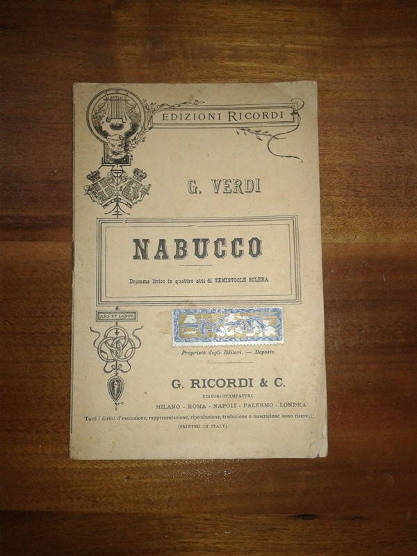 Opera/ NABUCCO G. VERDI Temistocle Solera