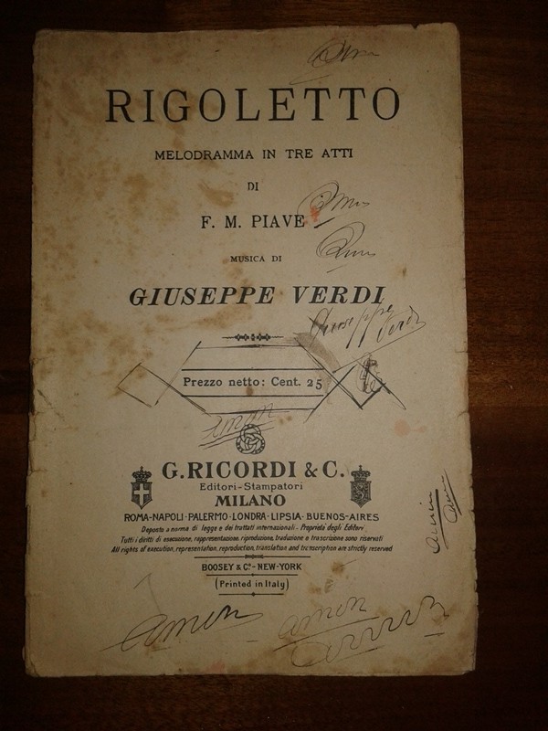 Opera/ RIGOLETTO  melodramma in tre atti. musica di  GIUSEPPE VERDI 