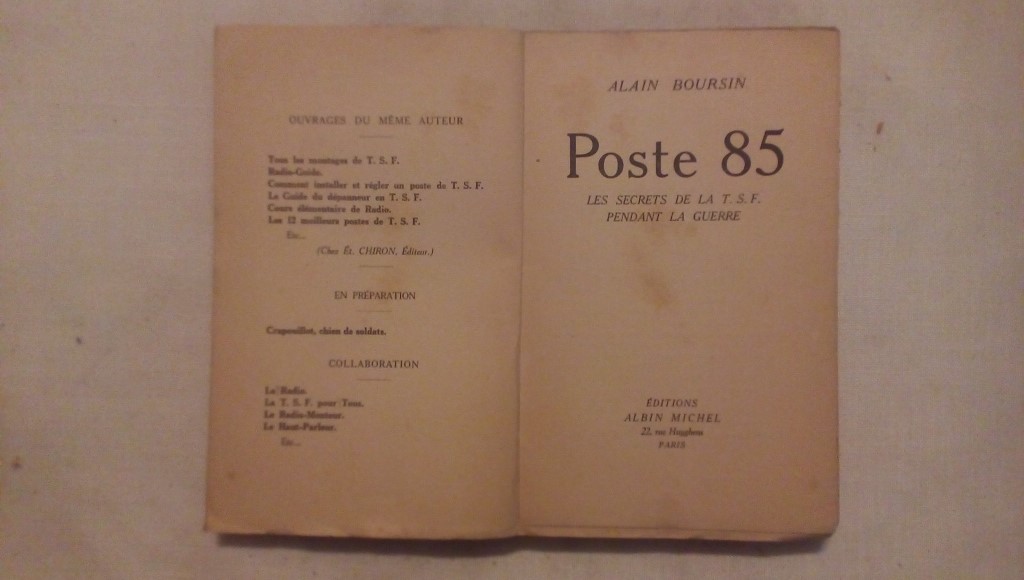 Poste 85 - Alain Boursin - Albin Michel editeur 1937