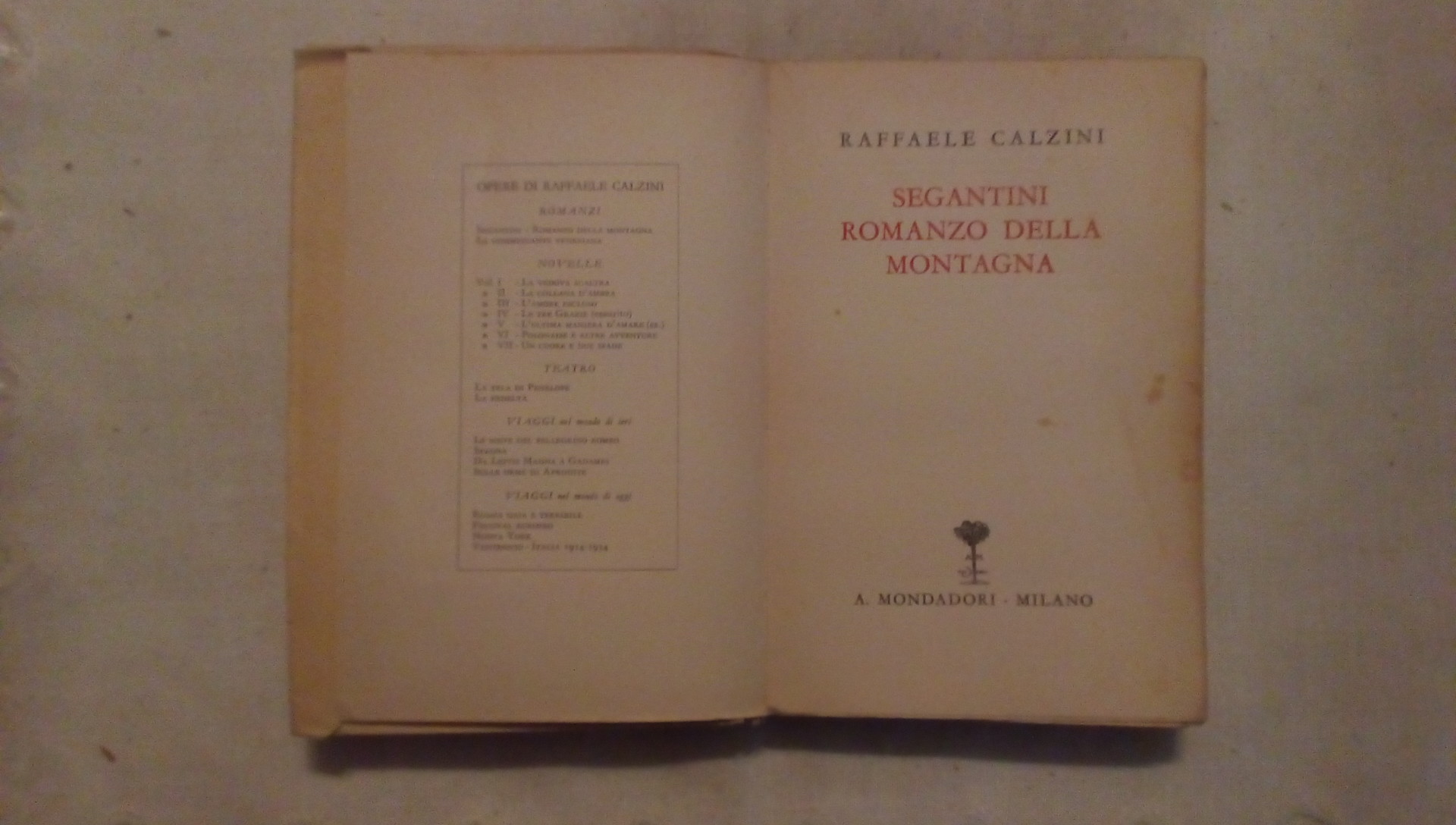 Segantini romanzo della montagna - Raffaele Calzini Mondadori 1937