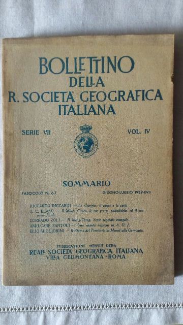 Bollettino della r. società geografica italiana.giugno-luglio 1939