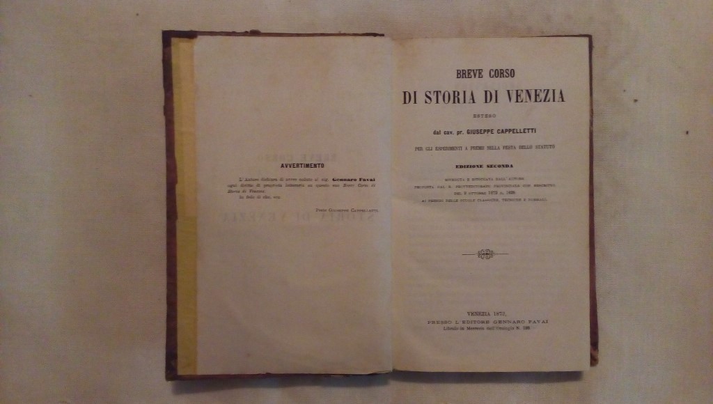 Breve corso di storia di Venezia - Giuseppe Cappelletti 1873