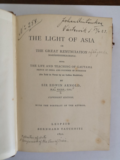 Collection of british authors tauchnitz edition vol. 2739 the light of asia by sir Edwin Arnold 1891