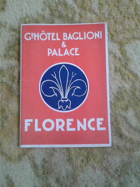 Depliant/opuscolo. hotel baglioni e palace. florence. guida turistica vintage