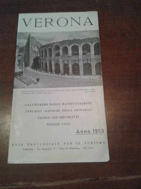 Depliant/opuscolo.verona.guida turistica vintage 1953