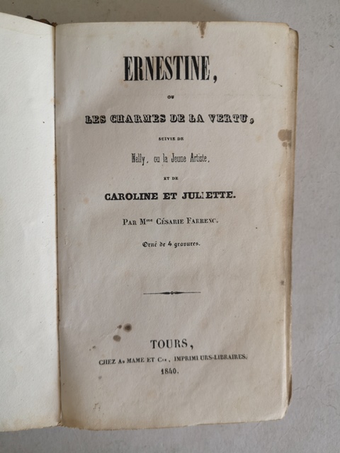 Ernestine ou les charmes de la vertu Farrenc Cesarie Tours 1840