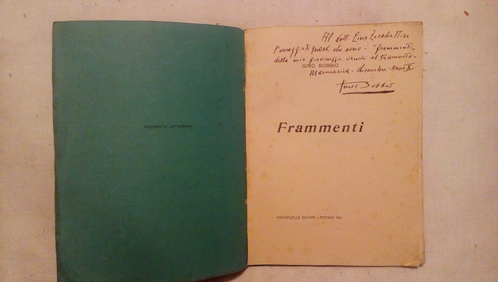 Frammenti - Gino Bobbio . Marchesiello editore 1924