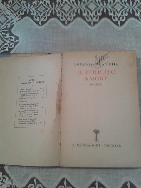 Il perduto amore - Umberto Fracchia Mondadori 1933