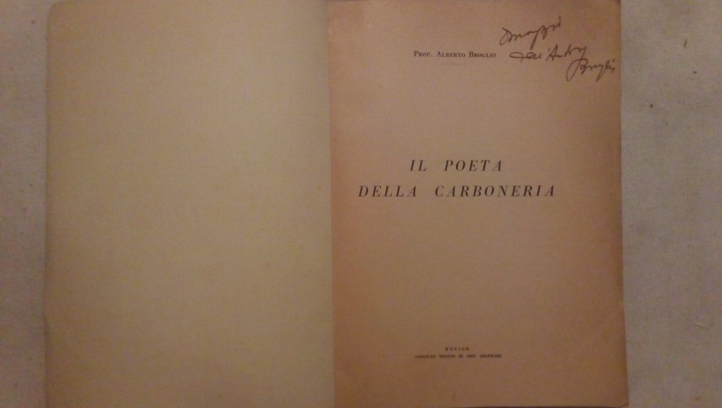 Il poeta della carboneria - Prof. Alberto Broglio Istiuto Veneto di Arti Grafiche 1950 circa