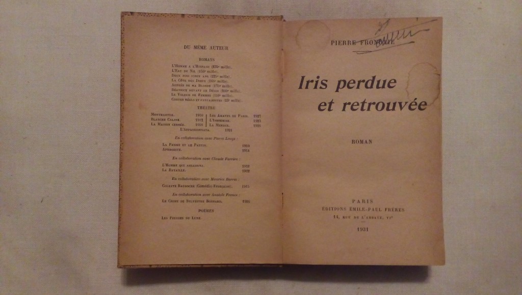 Iris perdue et retrouvee - Pierre Frondaie paul Freres Paris 1931