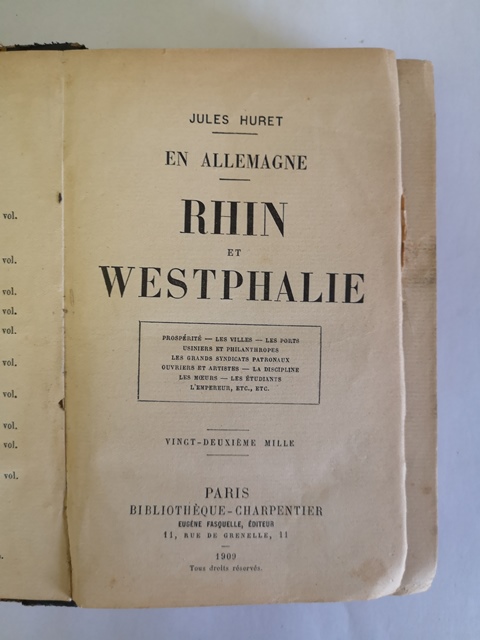 Jules Huret en allemagne Rhin et westphalie Paris 1909
