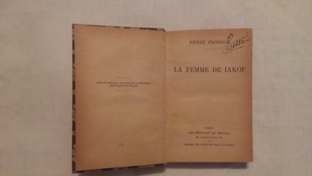 La femme de iakof - Pierre Frondaie 1933