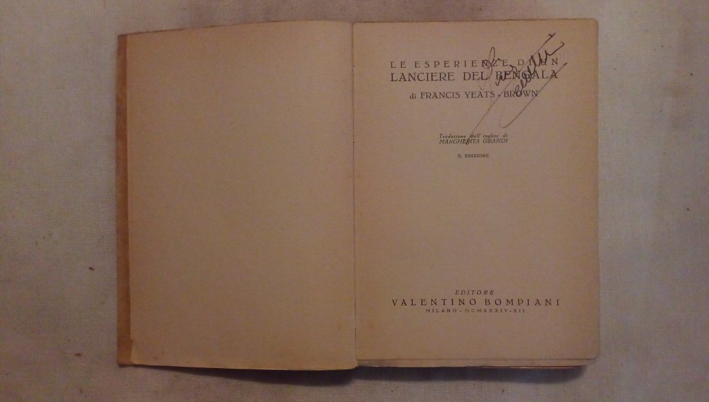 Le avventure di un lanciere del bengala - Francis Yeats Brown Bompiani 1934