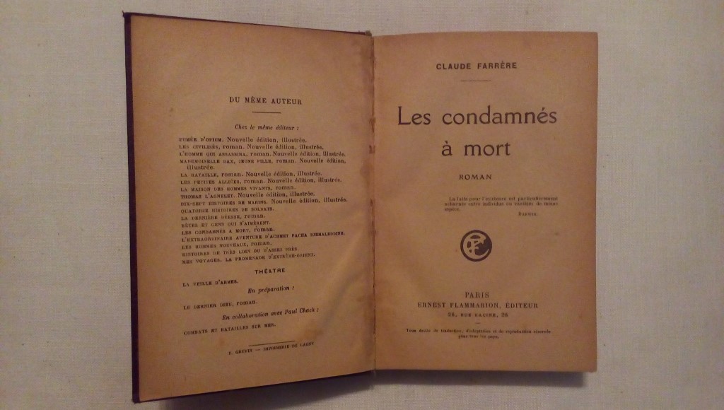 Les condamnes a mort roman - Claude Farrere 1890