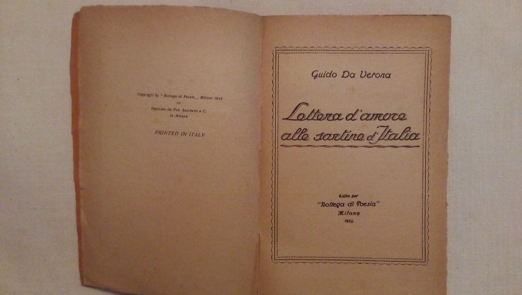 Lettera d'amore alla sartina d'Italia - Guido da Verona 1924