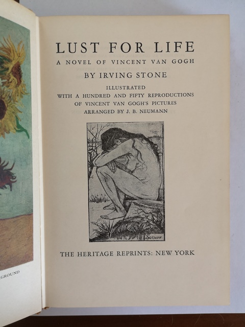 Lust for life a novel of vincent van gogh by Irving Stone heritage reprints New York