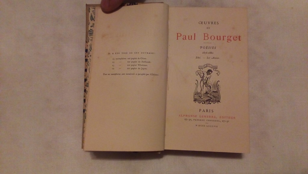 Oeuvres de Paul Bourget Poesies
