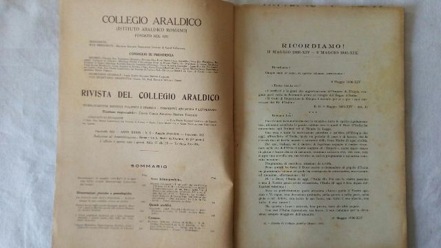 Rivista del collegio araldico. (rivista araldica) vintage maggio 1941