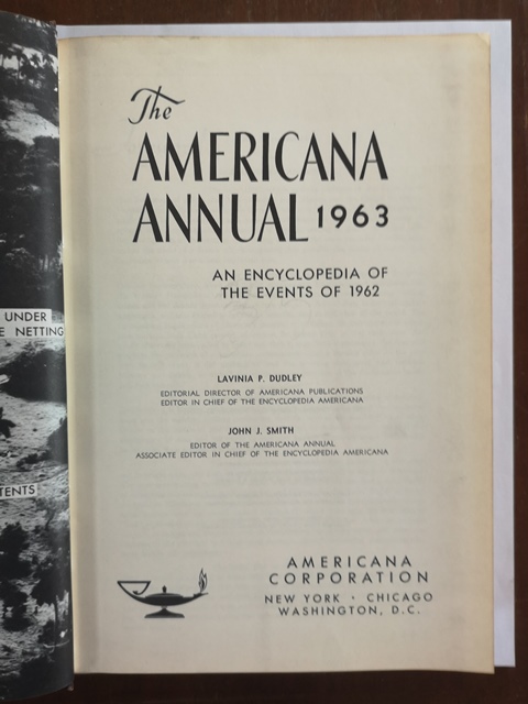 The american annual 1963 The events of 1962 Americana corporation 