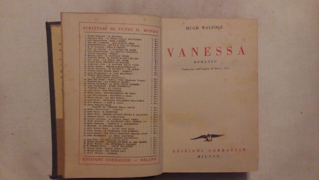 Vanessa - Hugh Walpole Corbaccio 1939