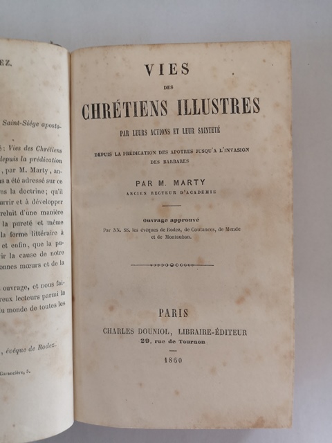Vies des chretiens illustres M. Marty Charles Douniol Paris 1860